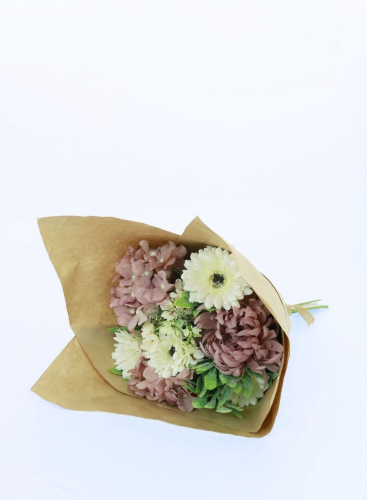 Rose & Hydrangea Mixed Bouquet in Brown Paper
