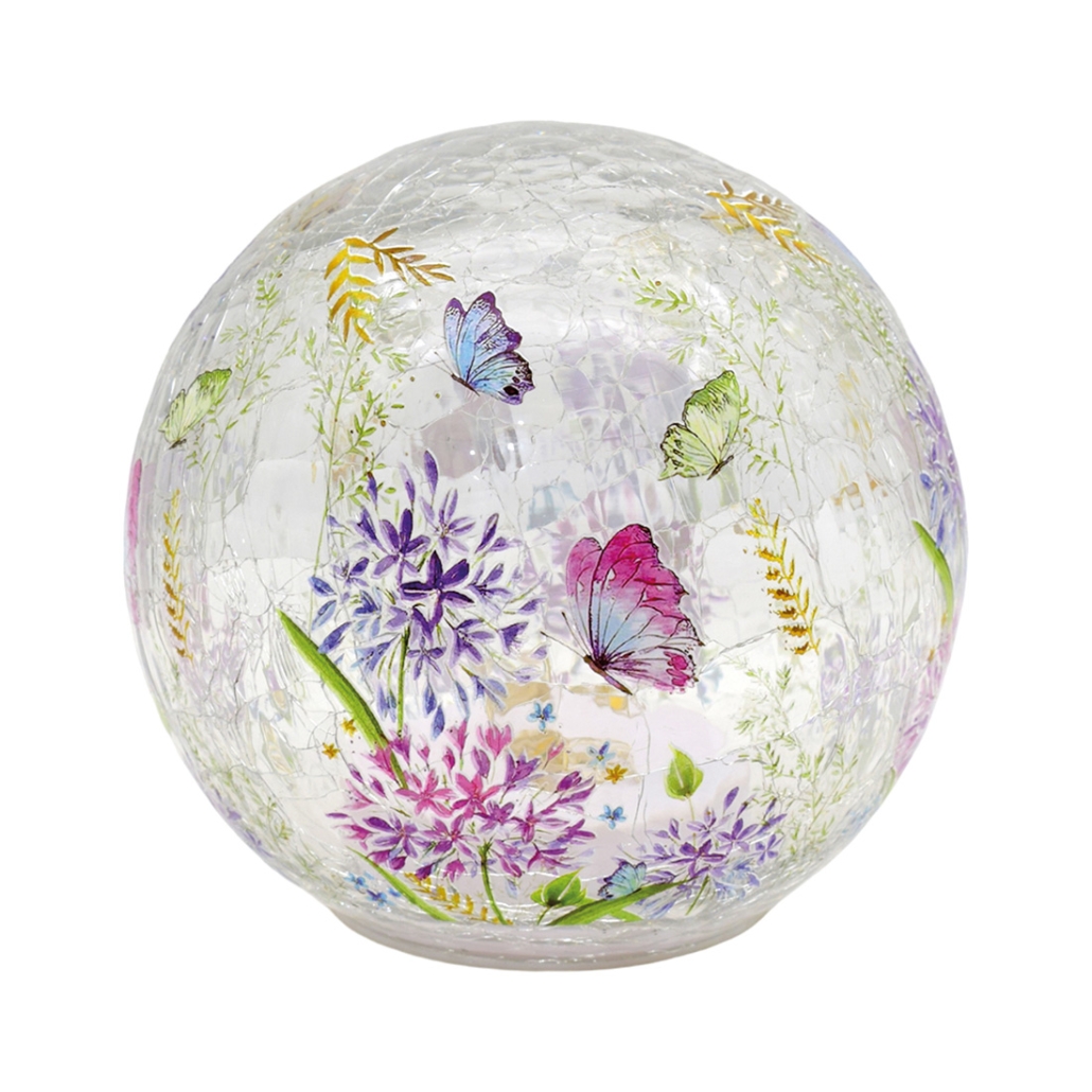Floral Light Up Glass Orb