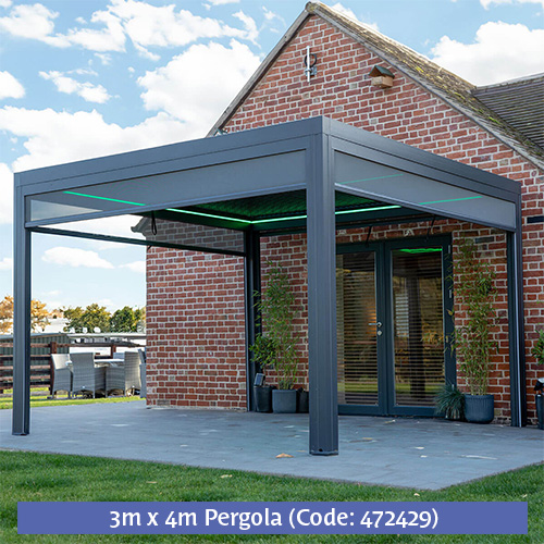 S 3m x 4m Pergola with LEDs